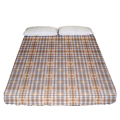 Portuguese Vibes - Brown and white geometric plaids Fitted Sheet (Queen Size)