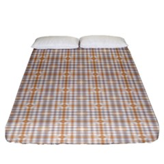 Portuguese Vibes - Brown and white geometric plaids Fitted Sheet (King Size)