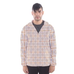 Portuguese Vibes - Brown and white geometric plaids Men s Hooded Windbreaker
