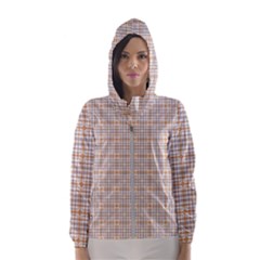 Portuguese Vibes - Brown and white geometric plaids Women s Hooded Windbreaker