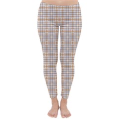 Portuguese Vibes - Brown and white geometric plaids Classic Winter Leggings