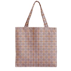 Portuguese Vibes - Brown and white geometric plaids Zipper Grocery Tote Bag