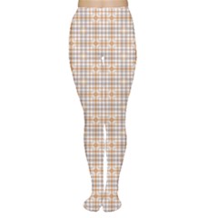 Portuguese Vibes - Brown and white geometric plaids Tights