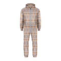 Portuguese Vibes - Brown and white geometric plaids Hooded Jumpsuit (Kids)