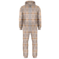 Portuguese Vibes - Brown and white geometric plaids Hooded Jumpsuit (Men)