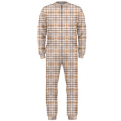 Portuguese Vibes - Brown and white geometric plaids OnePiece Jumpsuit (Men)