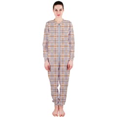Portuguese Vibes - Brown and white geometric plaids OnePiece Jumpsuit (Ladies)