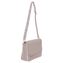 Portuguese Vibes - Brown and white geometric plaids Shoulder Bag with Back Zipper