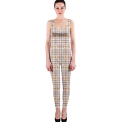 Portuguese Vibes - Brown and white geometric plaids One Piece Catsuit