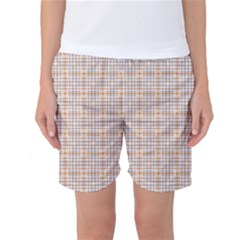 Portuguese Vibes - Brown and white geometric plaids Women s Basketball Shorts