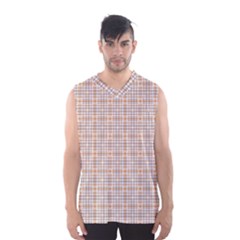 Portuguese Vibes - Brown And White Geometric Plaids Men s Basketball Tank Top by ConteMonfrey