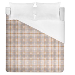 Portuguese Vibes - Brown and white geometric plaids Duvet Cover (Queen Size)