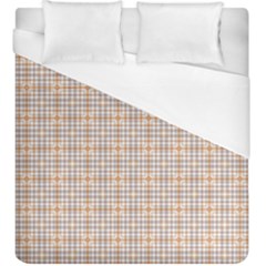 Portuguese Vibes - Brown and white geometric plaids Duvet Cover (King Size)