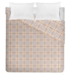 Portuguese Vibes - Brown and white geometric plaids Duvet Cover Double Side (Queen Size)