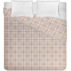 Portuguese Vibes - Brown and white geometric plaids Duvet Cover Double Side (King Size)