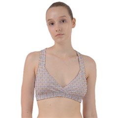 Portuguese Vibes - Brown and white geometric plaids Sweetheart Sports Bra