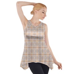 Portuguese Vibes - Brown and white geometric plaids Side Drop Tank Tunic