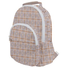Portuguese Vibes - Brown and white geometric plaids Rounded Multi Pocket Backpack