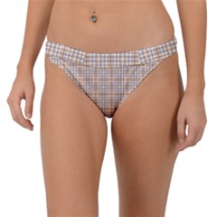 Portuguese Vibes - Brown and white geometric plaids Band Bikini Bottom