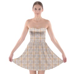 Portuguese Vibes - Brown and white geometric plaids Strapless Bra Top Dress