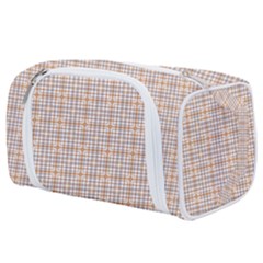 Portuguese Vibes - Brown and white geometric plaids Toiletries Pouch
