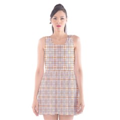 Portuguese Vibes - Brown and white geometric plaids Scoop Neck Skater Dress