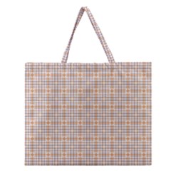 Portuguese Vibes - Brown and white geometric plaids Zipper Large Tote Bag