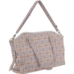 Portuguese Vibes - Brown and white geometric plaids Canvas Crossbody Bag