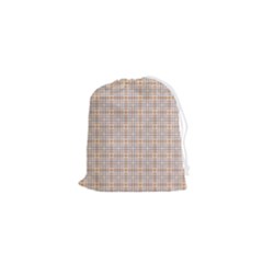Portuguese Vibes - Brown and white geometric plaids Drawstring Pouch (XS)