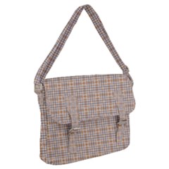 Portuguese Vibes - Brown and white geometric plaids Buckle Messenger Bag