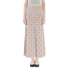Portuguese Vibes - Brown and white geometric plaids Full Length Maxi Skirt