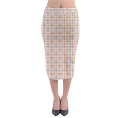 Portuguese Vibes - Brown and white geometric plaids Midi Pencil Skirt