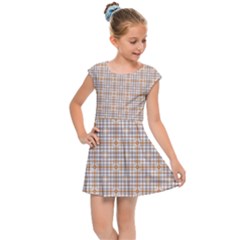 Portuguese Vibes - Brown and white geometric plaids Kids  Cap Sleeve Dress