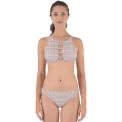 Portuguese Vibes - Brown and white geometric plaids Perfectly Cut Out Bikini Set