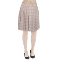 Portuguese Vibes - Brown and white geometric plaids Pleated Skirt