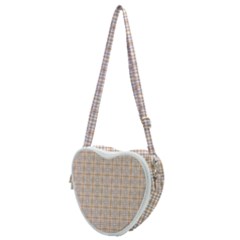 Portuguese Vibes - Brown and white geometric plaids Heart Shoulder Bag