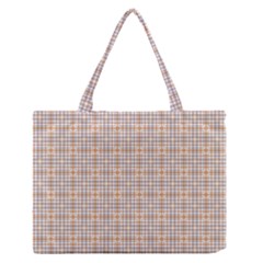 Portuguese Vibes - Brown and white geometric plaids Zipper Medium Tote Bag