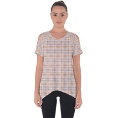 Portuguese Vibes - Brown and white geometric plaids Cut Out Side Drop Tee