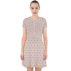 Portuguese Vibes - Brown and white geometric plaids Adorable in Chiffon Dress