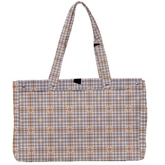 Portuguese Vibes - Brown and white geometric plaids Canvas Work Bag