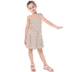 Portuguese Vibes - Brown and white geometric plaids Kids  Sleeveless Dress