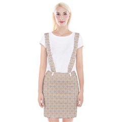 Portuguese Vibes - Brown and white geometric plaids Braces Suspender Skirt