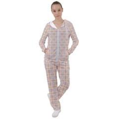 Portuguese Vibes - Brown and white geometric plaids Women s Tracksuit
