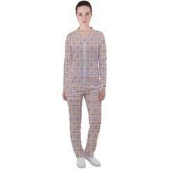 Portuguese Vibes - Brown and white geometric plaids Casual Jacket and Pants Set