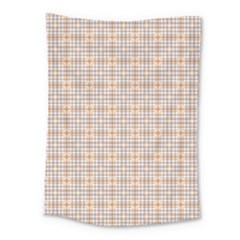 Portuguese Vibes - Brown and white geometric plaids Medium Tapestry