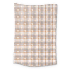 Portuguese Vibes - Brown and white geometric plaids Large Tapestry