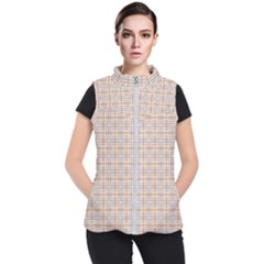 Portuguese Vibes - Brown and white geometric plaids Women s Puffer Vest