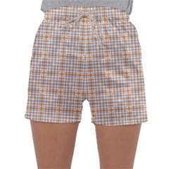 Portuguese Vibes - Brown and white geometric plaids Sleepwear Shorts