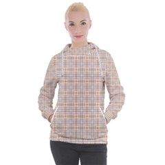 Portuguese Vibes - Brown And White Geometric Plaids Women s Hooded Pullover by ConteMonfrey