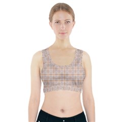 Portuguese Vibes - Brown and white geometric plaids Sports Bra With Pocket